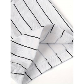 Men's Classic #16 White Striped Baseball Jersey with Embroidered Letters - Breathable, Button-Up Short Sleeve Shirt for Training & Competition