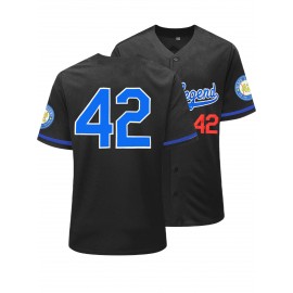 Men's Black #42 Baseball Shirt - 