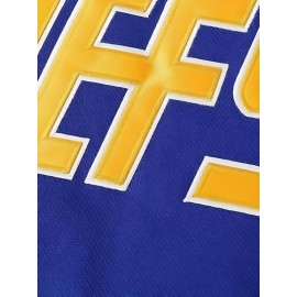 Blue V-Neck Embroidered Men's #18 Ice Hockey Jersey - Long Sleeve, Breathable & Stylish for Sports and Casual Wear