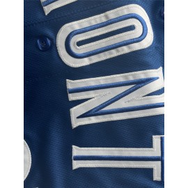 Men's Royal Blue Toronto #27 Baseball Shirt - Breathable Loose Fit V-Neck Embroidered Jersey, Button-Up Casual Sportswear for Outdoor Activities, Running & Daily Wear, All-Season Comfort, Sports Apparel, Sporty Design, Embroidered Detailing