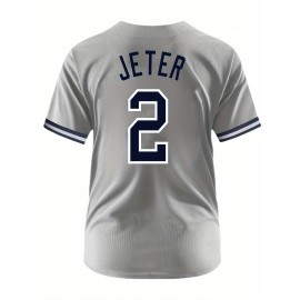 Men's Gray #2 Baseball Shirt - Breathable Button-Up V-Neck with Classic Letter Embroidery, Loose Fit for Training, Games & Casual Wear | All-Season Sportswear for Men & Teens