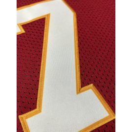 Men's Red #7 Embroidered American Football Jersey - Loose Fit Breathable V-Neck Rugby Shirt for Sports, Casual & Streetwear | All-Season Machine Washable Top, Athletic Apparel, Durable Sportswear