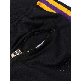 Men's black # basketball shorts, classic letter embroidery design, button style short sleeved breathable shirt, suitable for training and competition