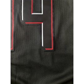Men'S Black # 44 Baseball Shirt, Loose Embroidered Sports, Fashionable And Casual, Street Breathable