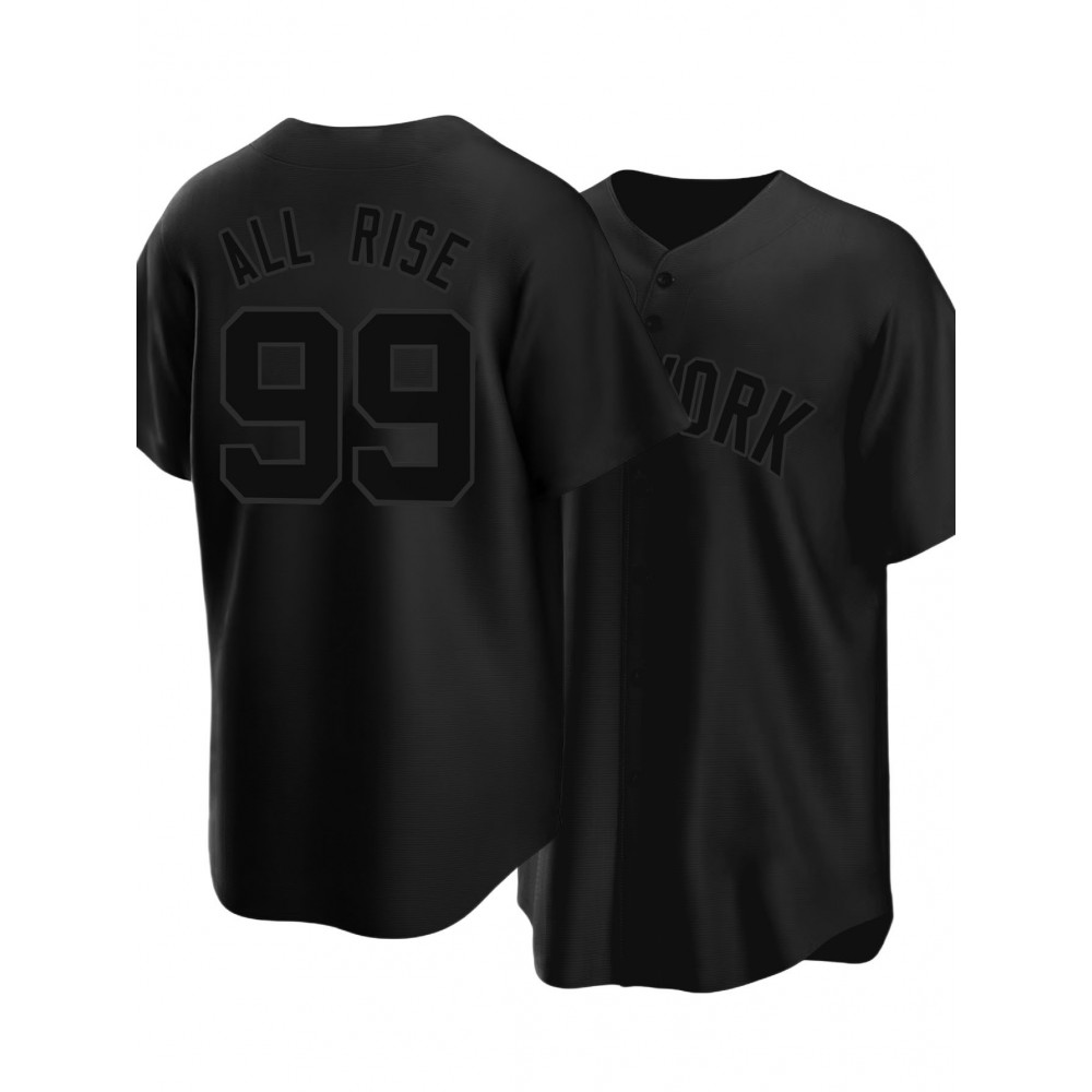 Men's Black #99 Baseball Shirt - Loose Fit Embroidered 