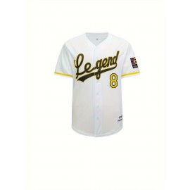 Men's Short Sleeve Baseball Jersey With Letter And Number Embroidered For Training And Competition