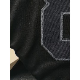 Men'S Black # 87 American Football Jacket With Loose Embroidered Sports, Fashionable, Casual, Street Breathable Rugby Top