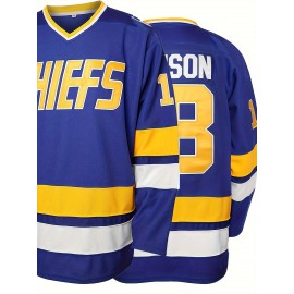 Men's Blue # 18 Ice Hockey Shirt, Loose Embroidered Long Sleeve, Sporty, Fashionable And Casual, Street Breathable