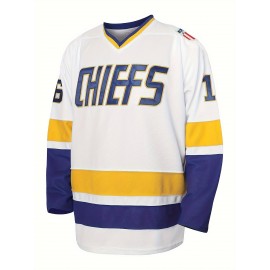 Men's Blue Striped Ice Hockey Sports Shirt With Loose Embroidered Long Sleeves, Sporty, Fashionable And Casual, Breathable On The Street