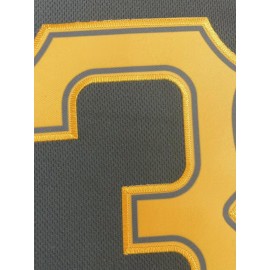 Men's Black #30 Baseball Shirt with Pittsburgh Embroidered Letter & Number Design, Breathable Loose Fit V-Neck Button-Up for Casual Streetwear, Sports & Outdoor Activities - All-Season Comfort, Outdoor Activewear | Relaxed Fit Jersey | Embroidered Details