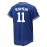 Men'S Blue # 11 Baseball Shirt, Classic Letter Embroidery Design, Button Style Short Sleeved Breathable Shirt, for Training And Competition Use