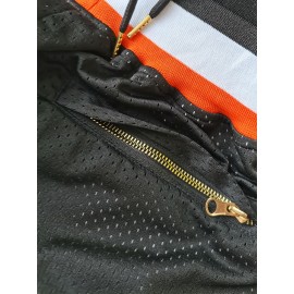 Men's Black Basketball Shorts, Classic Letter Embroidery Design, Breathable Button Style Short Sleeved Shirt, Suitable For Training And Competition