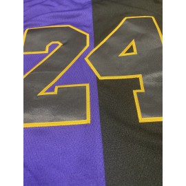 Men's Black & Purple Basketball Jersey #8-24 - Retro Embroidered 